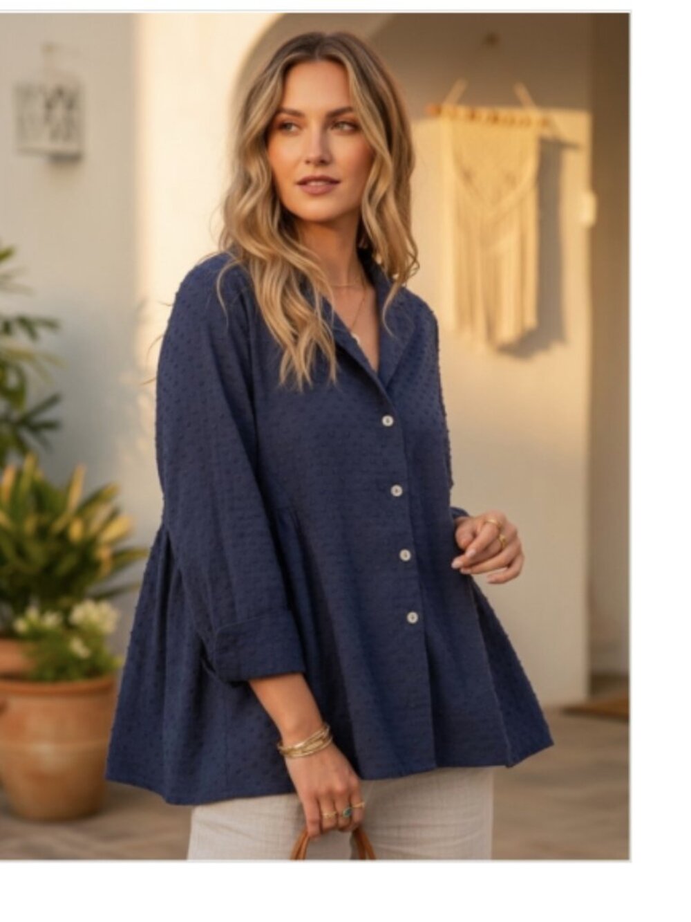 Tuckernuck Pomander Place Scarlett Swiss Dot Blouse Top Navy Cottagecore Medium